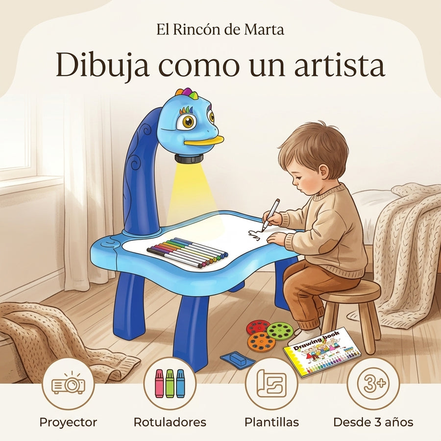 Mesa Infantil de Dibujo con Proyector — Azul