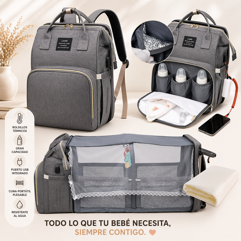 Mochila Maternidad 5 en 1 con Cuna Plegable — Monstyle