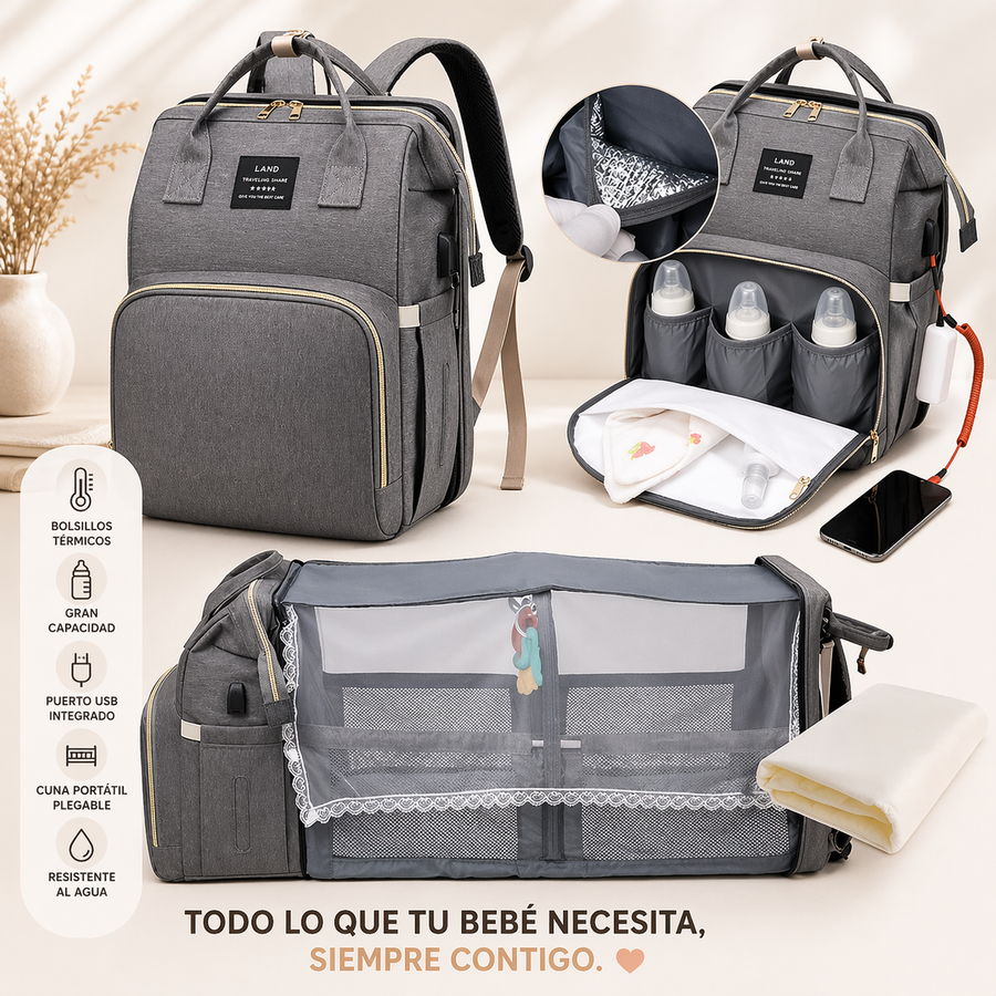 Mochila Maternidad 5 en 1 con Cuna Plegable — Monstyle
