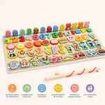 Tabla Educativa de Madera — Letras, Números y Formas para 1-3 años