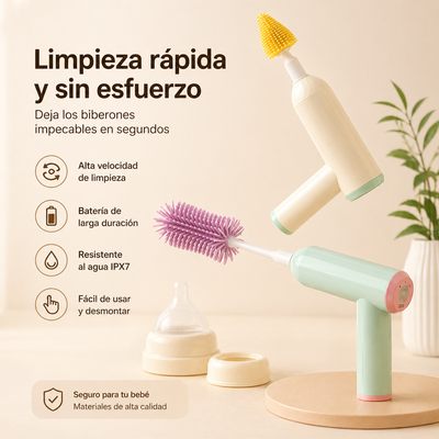 Cepillo Eléctrico para Biberones con Rotación Automática — IPX7