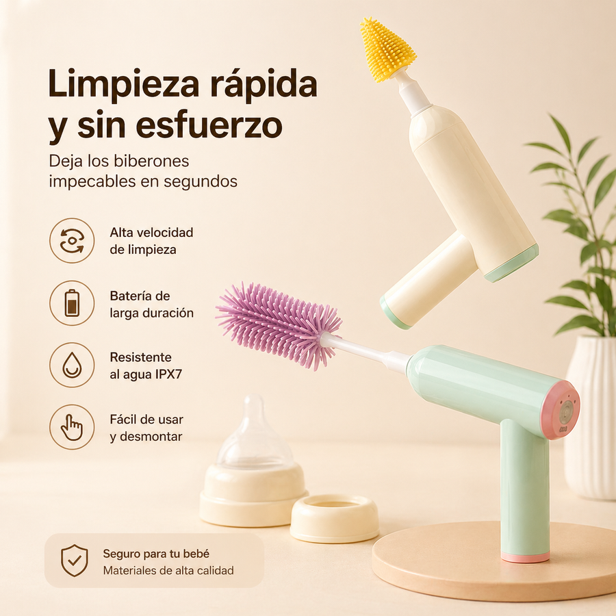 Cepillo Eléctrico para Biberones con Rotación Automática — IPX7