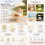 Silla de Bebé Plegable con Sombrilla y Bandeja — Beige