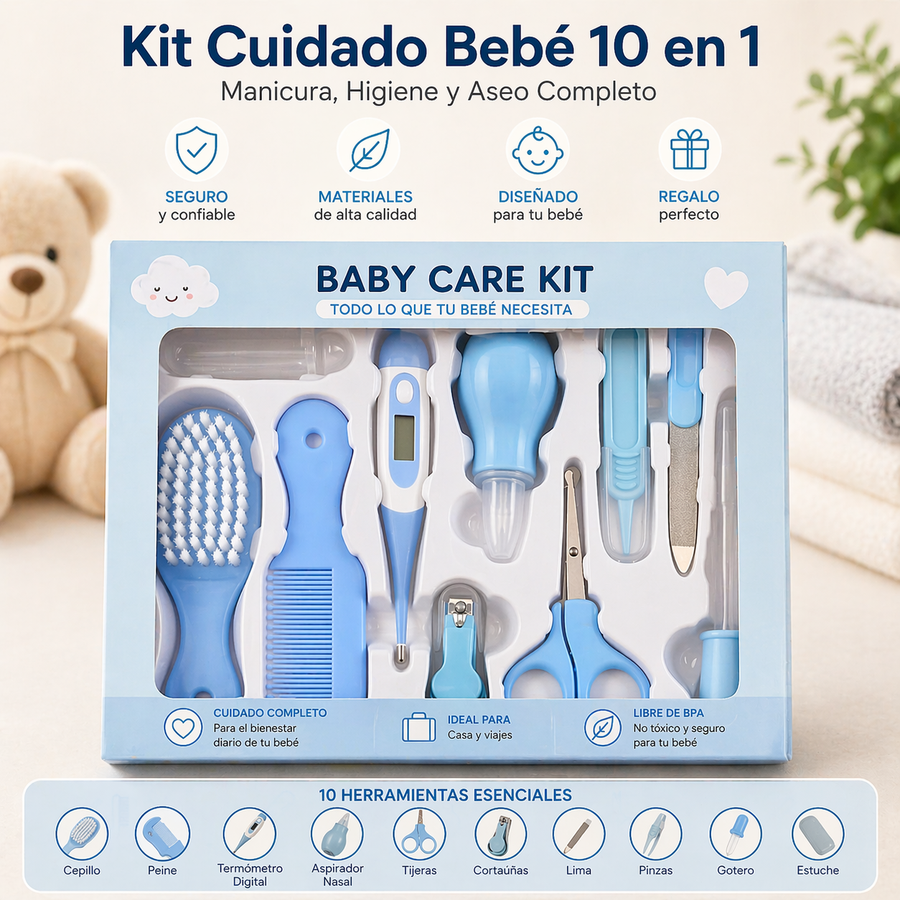 Kit Cuidado Bebé 10 en 1 — Manicura, Higiene y Aseo Completo