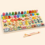 Tabla Educativa de Madera — Letras, Números y Formas para 1-3 años