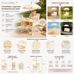 Silla de Bebé Plegable con Sombrilla y Bandeja — Beige
