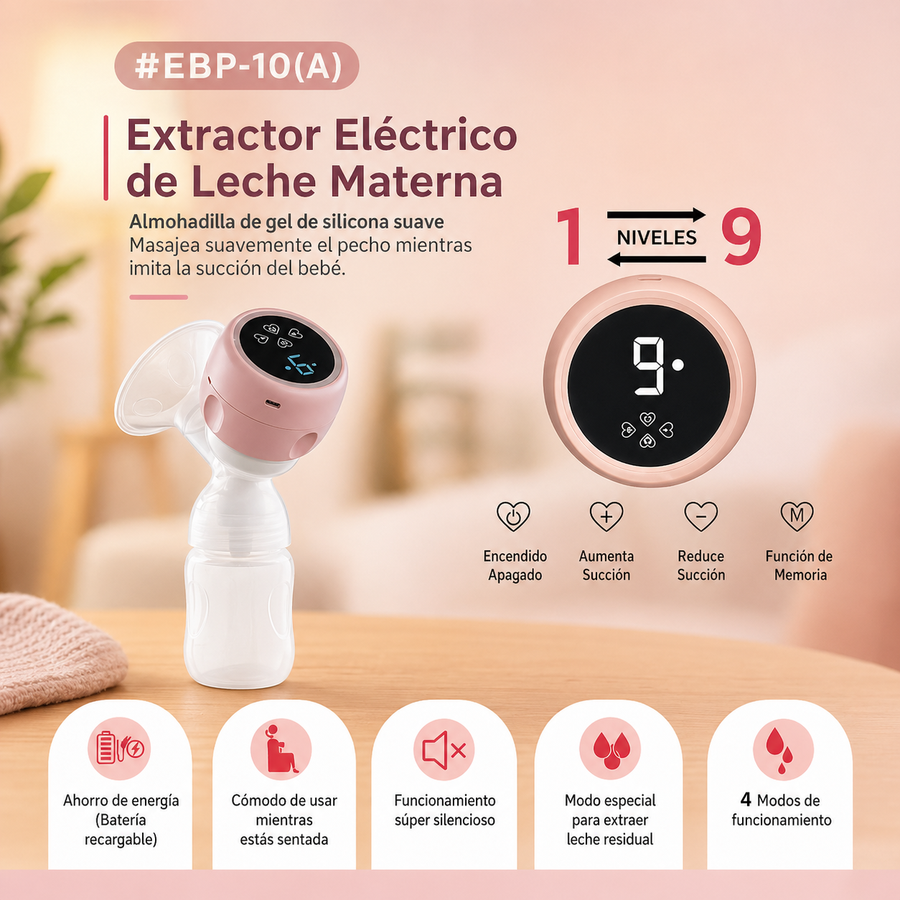Extractor de Leche Eléctrico Silencioso — Pantalla LED y Batería USB-C
