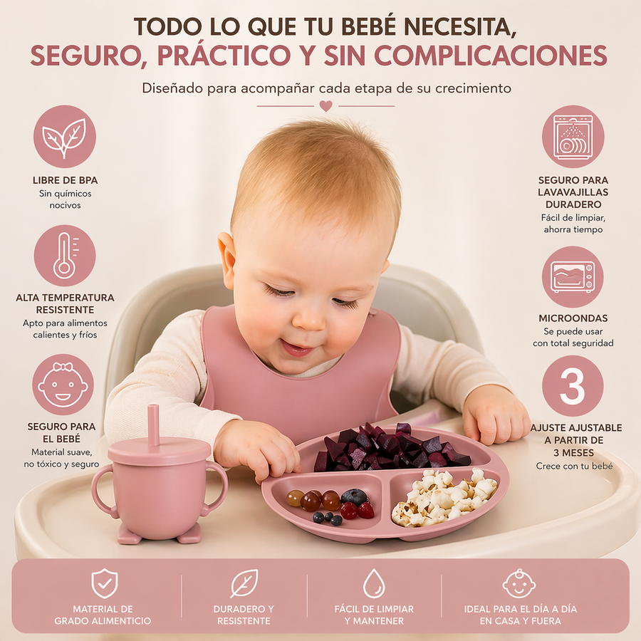 Set Vajilla de Silicona 6 piezas para Bebé — Sin BPA