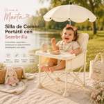 Silla de Bebé Plegable con Sombrilla y Bandeja — Beige