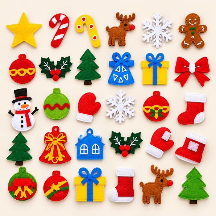 25 adornos de fieltro