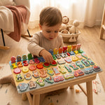 Tabla Educativa de Madera — Letras, Números y Formas