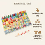 Tabla Educativa de Madera — Letras, Números y Formas