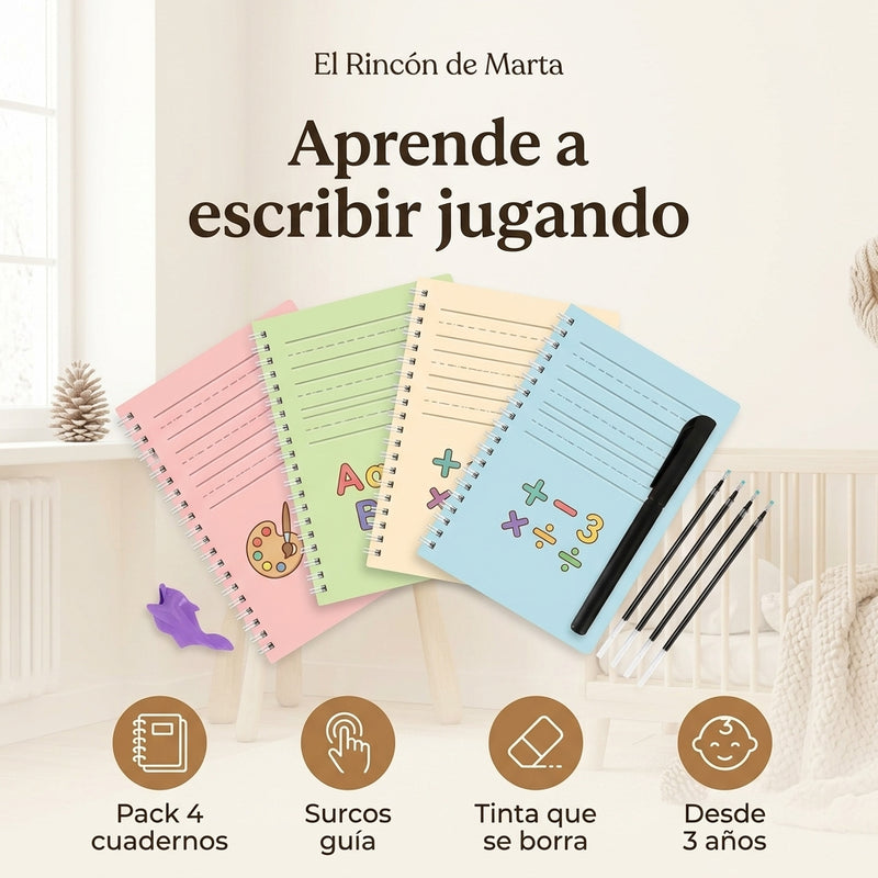 Cuadernos Mágicos de Escritura — Pack 4