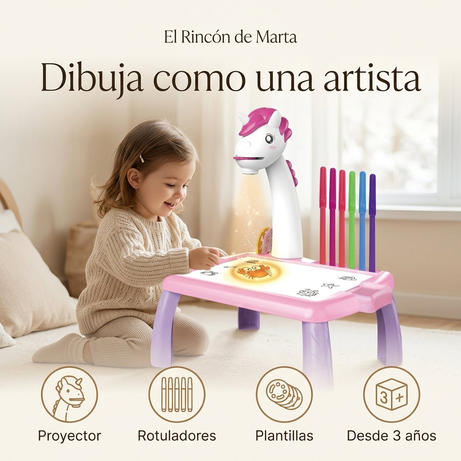 Mesa Infantil de Dibujo con Proyector — Unicornio